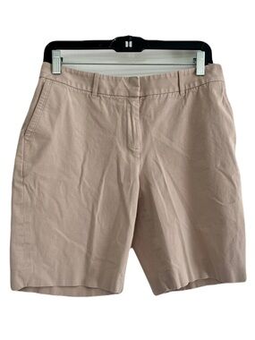 Lafayette 148 Khaki Flat Front Chino Shorts, Size 8